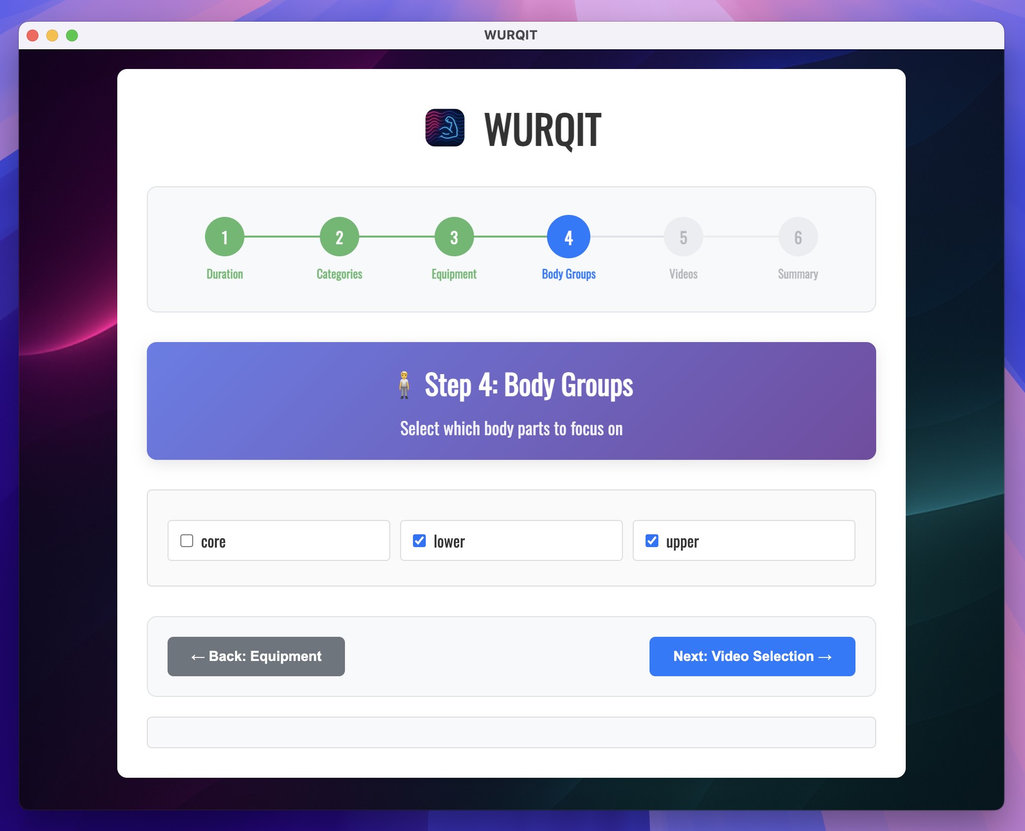 Wurqit Application Interface - Body Groups
