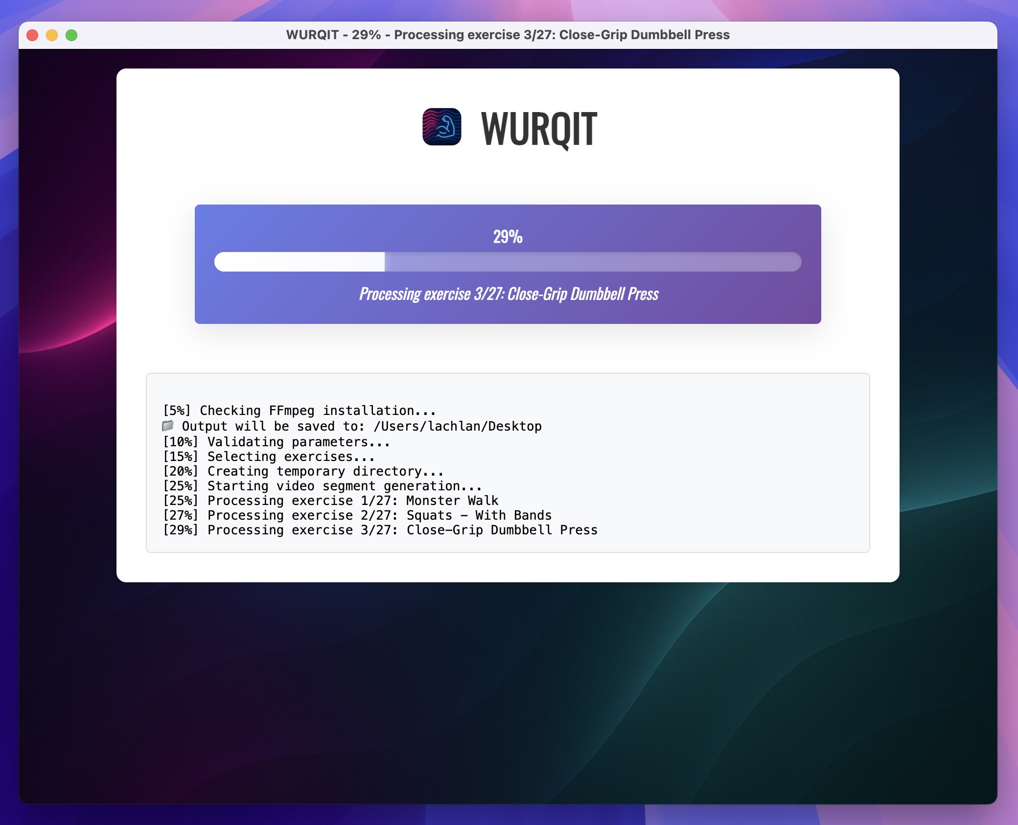 Wurqit Application Interface - Video Generation Progress